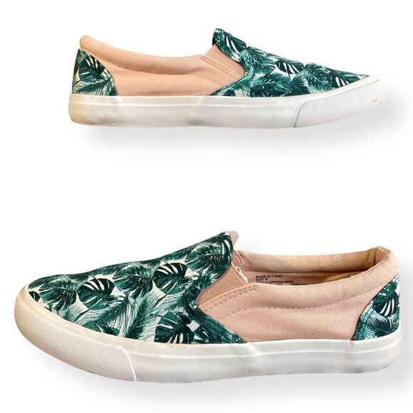 Serra Tropical Print Slip-On Sneakers Womens Size 8 Two Tone Canvas Style Loafer - Picture 2 of 8